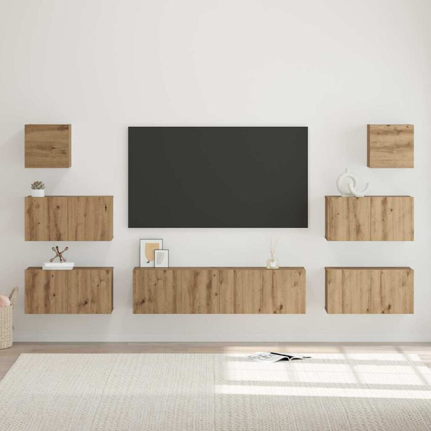 TV-benksett 8 pcs artisan eik 60 x 30 x 30 cm Konstruert tre
