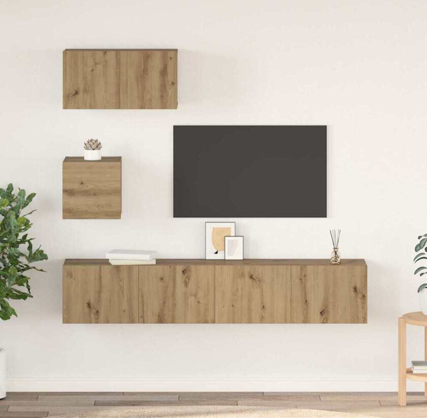 TV-benksett 4 pcs artisan eik 30.5 x 30 x 30 cm 80 x 30 x 30 cm
