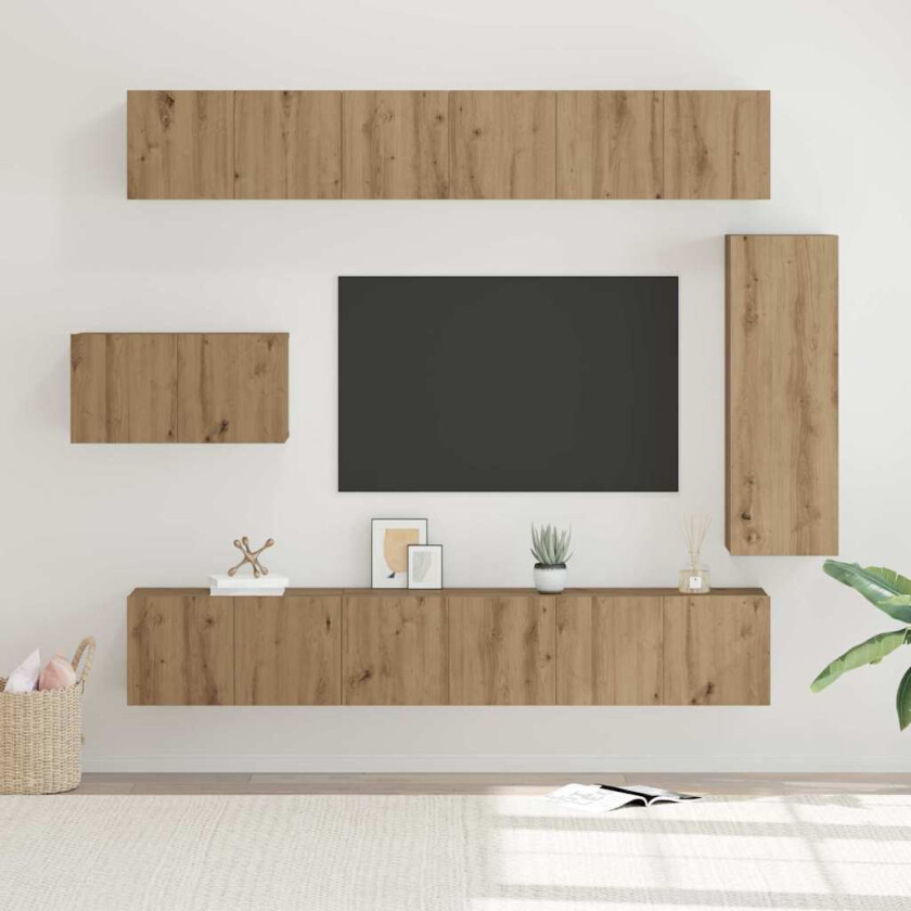 TV-benksett 8 pcs artisan eik 30.5 x 30 x 90 cm Konstruert tre