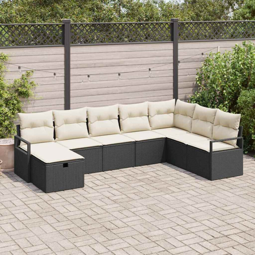 Hagesofa Set 8 pcs Svart 287 x 177 x 69 cm Poly rattan