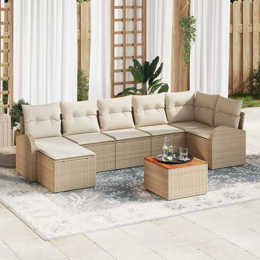 Hagesofa Set 8 pcs Beige, hvit Stor Rbm, polyester, stål