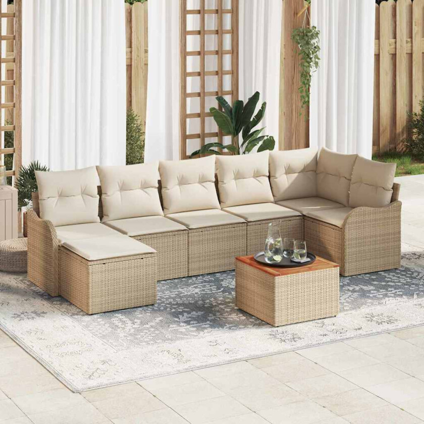 Hage Sofa Sett 8 pcs Beige, hvit Stor