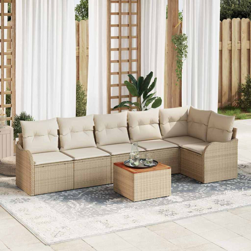 Hage Sofa Sett 7 pcs Beige, hvit Stor