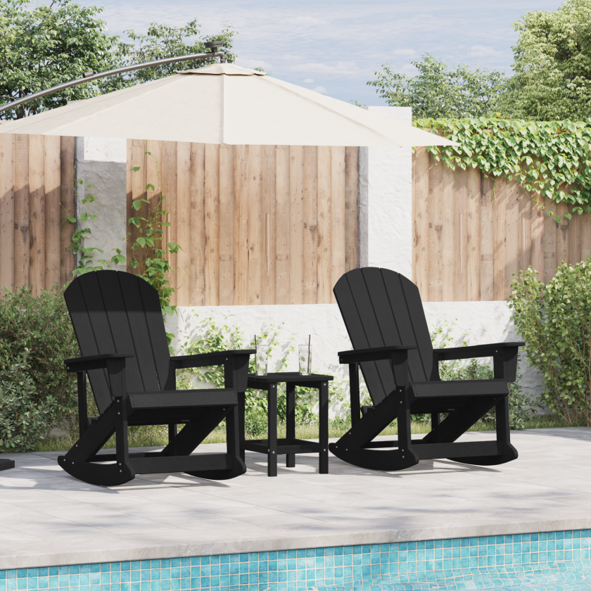 Hage lounge sett 3 pcs Svart Medium 38 x 38 x 46 cm HDPE