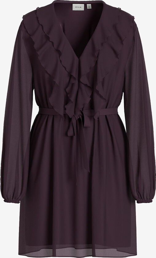 Kjole viAne L/S V-neck Frill - Rød