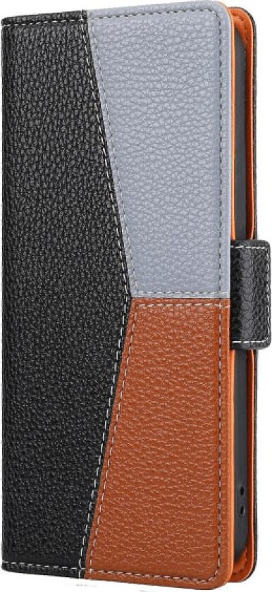 Etui for Samsung Galaxy A22 4g deksel Tre-fargede sømmer Coque Magnetisk mobilveske - Svart