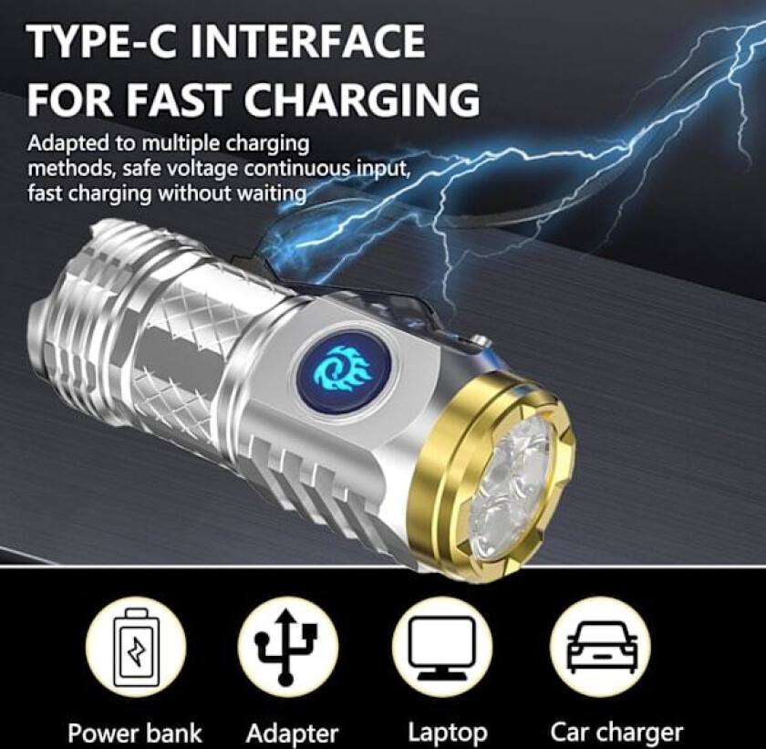 Mini Lommelykt 2 stk, Mini Flash Super Power Lommelykt, Mini Kompakt Lommelykt, LED Multifunksjonell Vanntett Mini Lommelykt