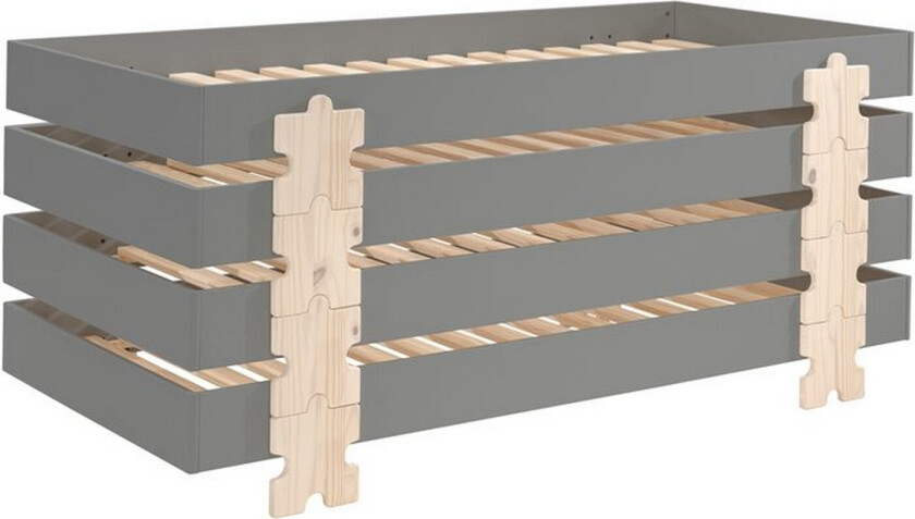 Seng Modulo med puslespillbiter som ben Grå, 4 - Grå, 4