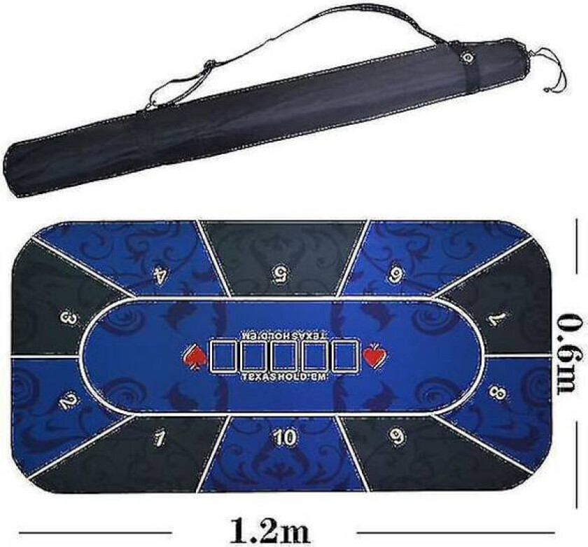 1,2*0,6m Hold'em Texas Poker Matte Blackjack Baccarat Terning Roulette Slitesterkt Gummimatte Hjemmespill Skrivebordspute Kasino Chips Duk