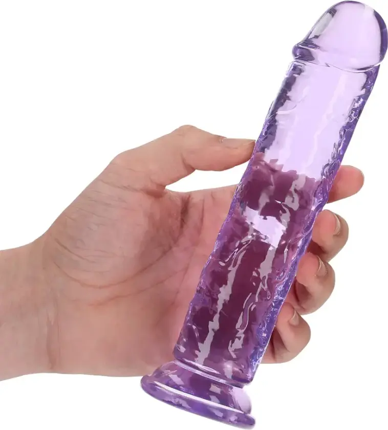 Klarlilla realistisk dildo 18 cm med sugekopp