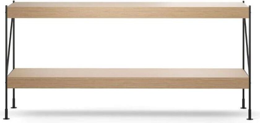 Zet hyllesystem natural oak, 1 x 2, black steel base