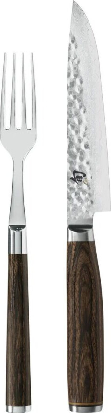 Shun Premier kniv og gaffel sett Krom-brun