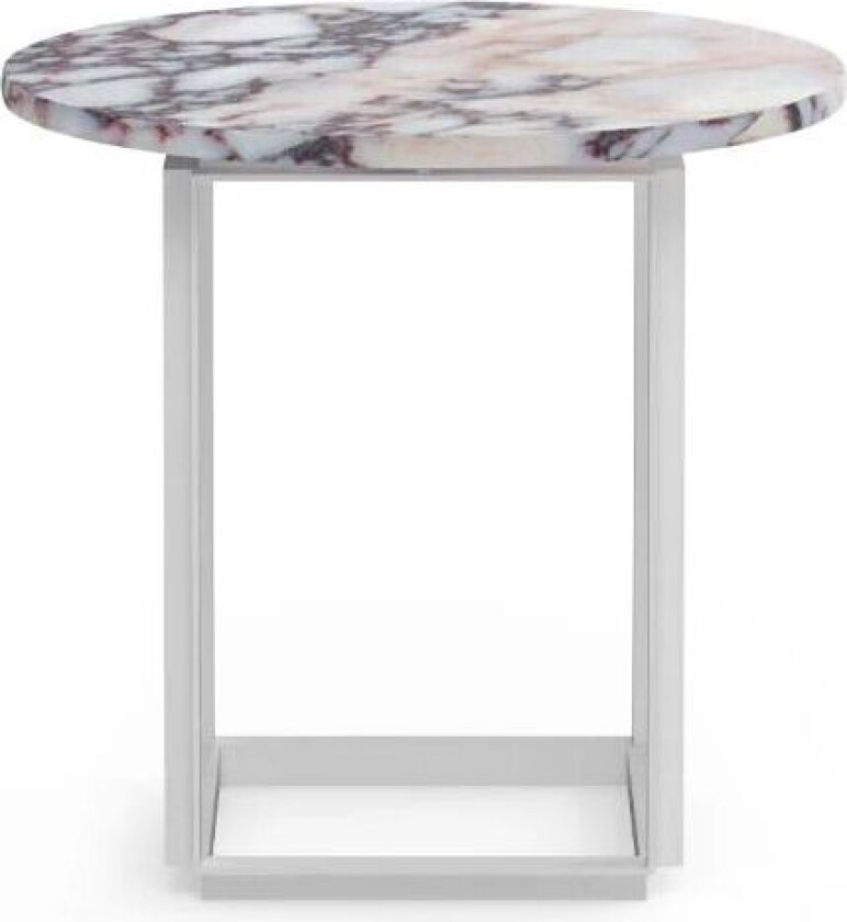 Florence sidebord White viola marble, Ø 50 cm, hvitt stativ