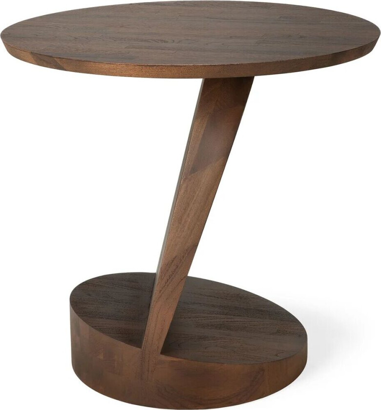 Oblic sidebord Ø52 cm Brunbeiset teak