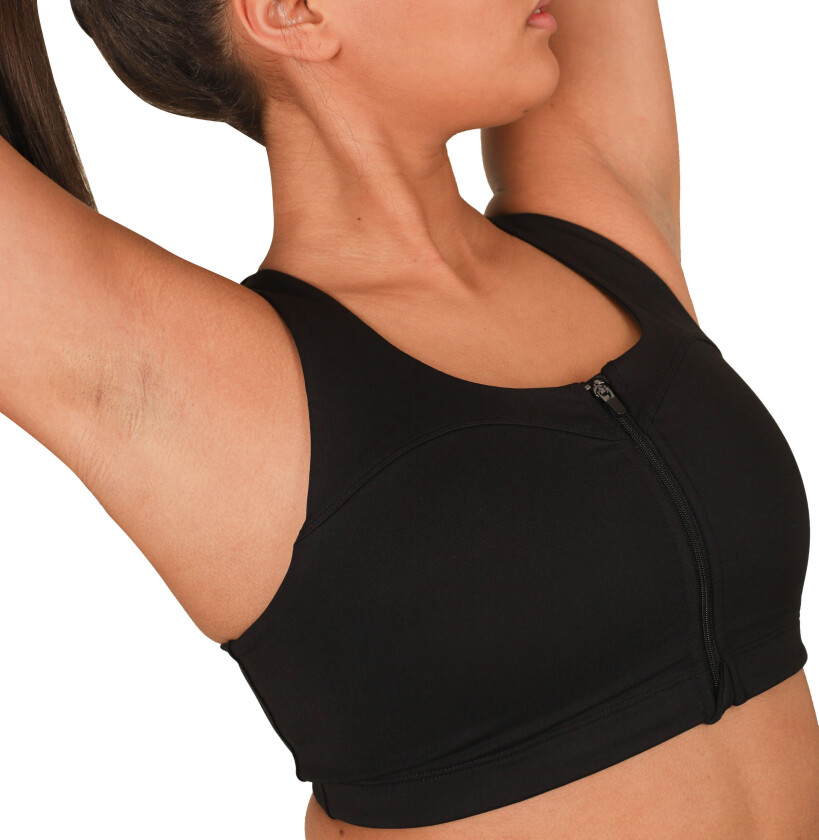 Front Zip Sports Bra XS, Black