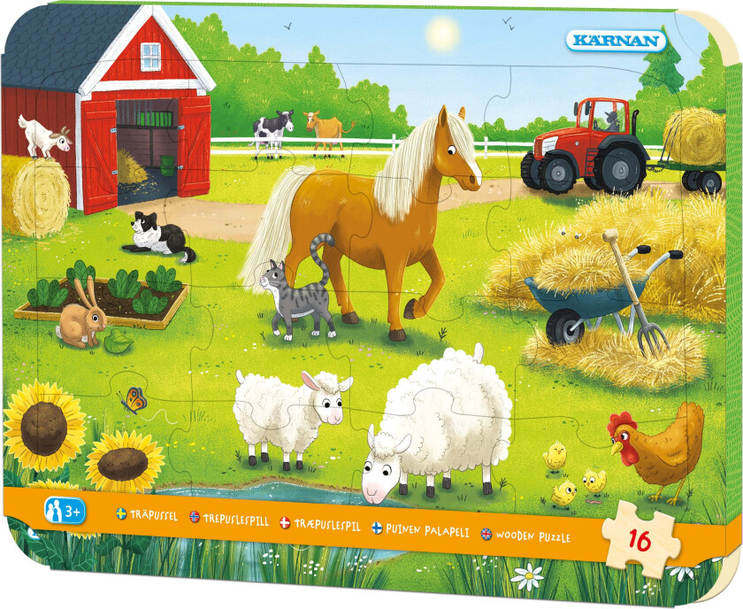 Kärnan Rammepuslespill På Bondegården 16 Brikker - Barnepuslespill - Tre