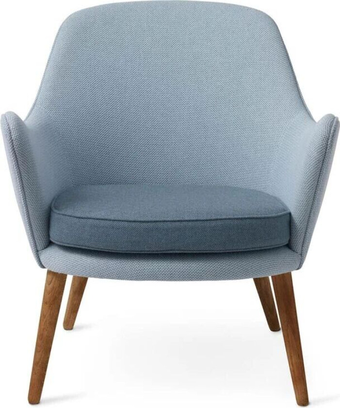 Dwell loungestol tekstil merit 014/rewool 768 minty grey/light steel blue, ben i røkt eik