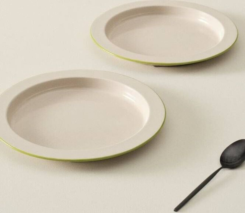 ETTA PICNIC tallerken 2-pk Ø 30 cm Beige/grønn
