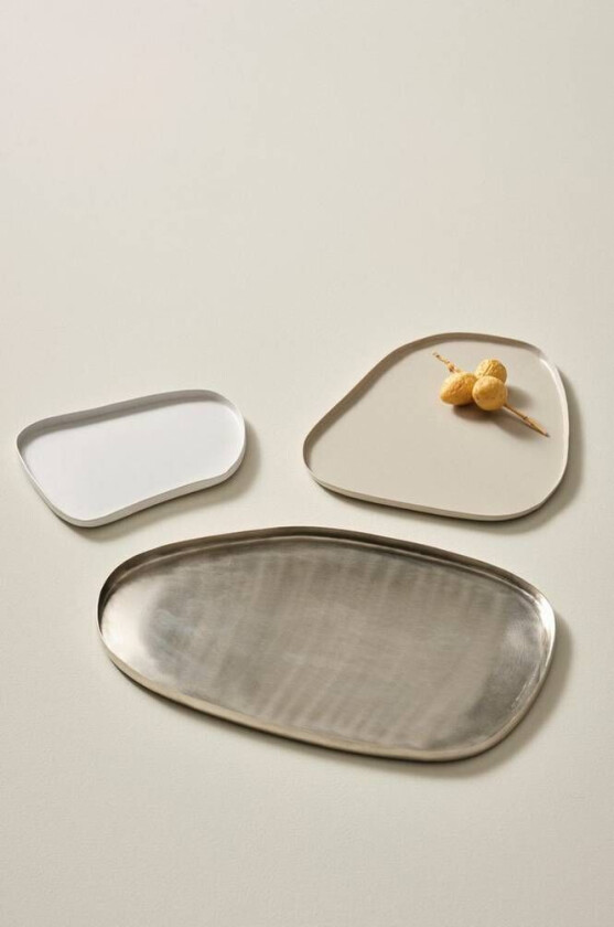 JORDAN serveringsfat 3-pk Hvit/beige/sølv