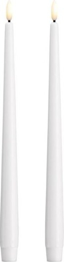 Kronelys LED 2,3x30 cm 2 stk silk hvit