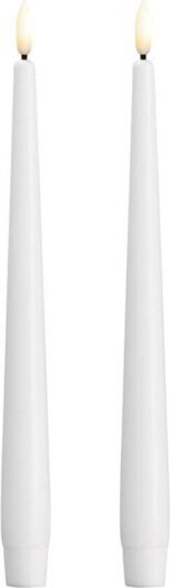 Kronelys LED 2,3x25 cm 2 stk silk hvit