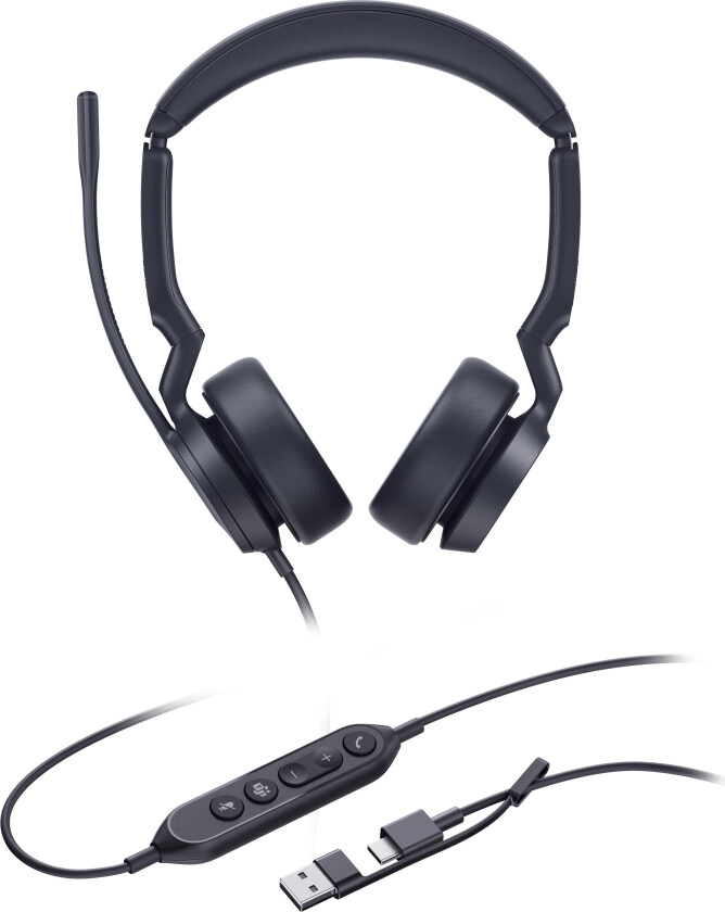 UH44 Dual Headset - USB-C, USB-A - Sort