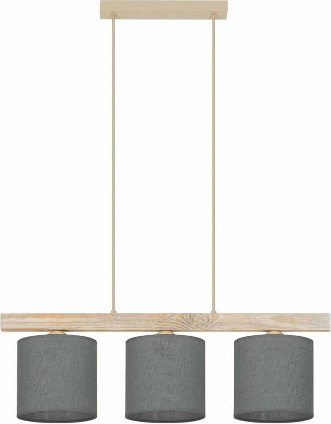 Hengelampe Forest, 3 lyskilder, lys tre, jute grå
