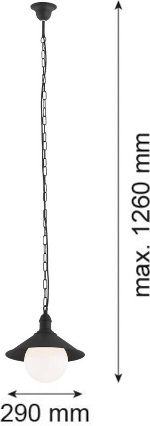 Utendørs pendellampe Enduro, svart, stål, glass, IP44, E27