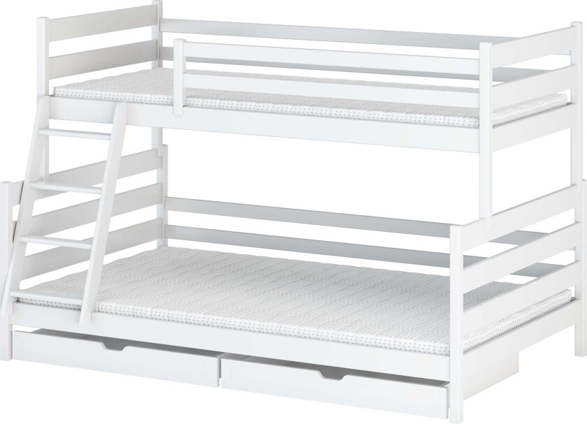 FAMI Køyeseng 90x200/120x200, Hvit - Juniorsenger - Furu