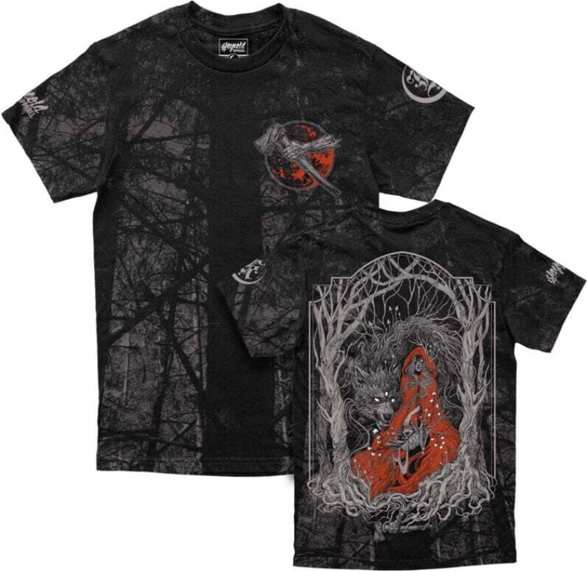 T-skjorte - In The Woods (tree) - Customized Regular T-Shirt (200GSM) - M til L - Herrer - svart-grå