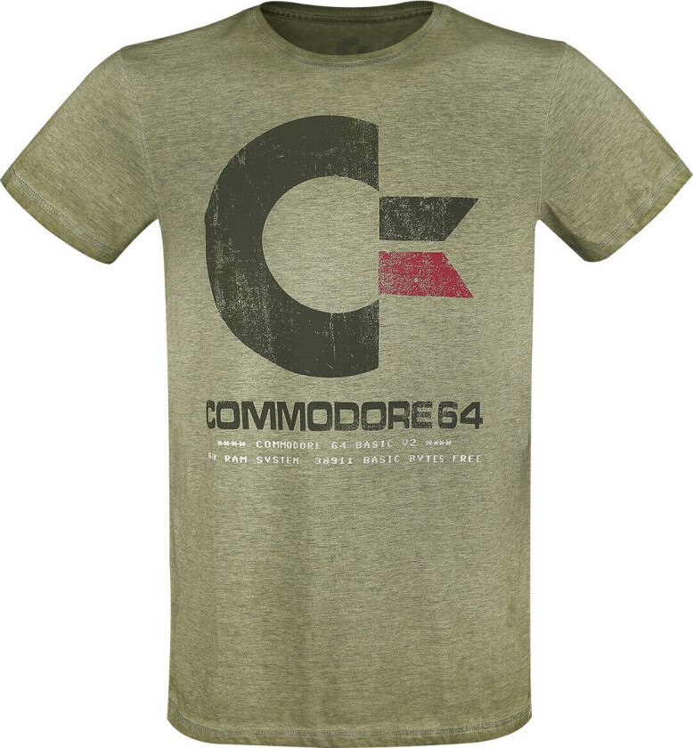 gaming T-skjorte - C64 Logo - Vintage - M til XXL - Herrer - grønnmelert