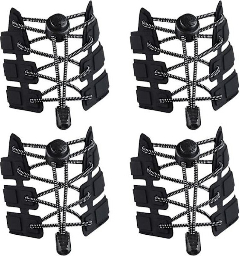 4 par elastiske selvlåsende skolisser (svart), skolisser for joggesko og sportssko 120 cm hurtigslisser barn voksne eldre funksjonshemmede funksjonshemmede løpere