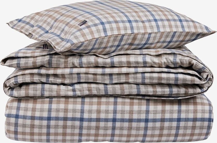 Bilde av Sengesett i bomullsflanell med ruter - Blå
