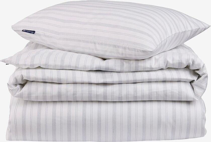Bilde av Stripete Lyocell/bomull Pin Point Oxford sengesett - Hvit