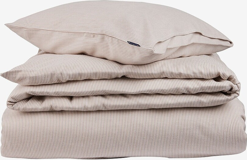 Bilde av Stripete Lyocell-sengesett i flanell - Beige