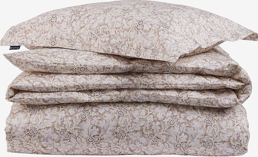 Bilde av Sengesett i bomullssatin med høstløvetrykk - Beige