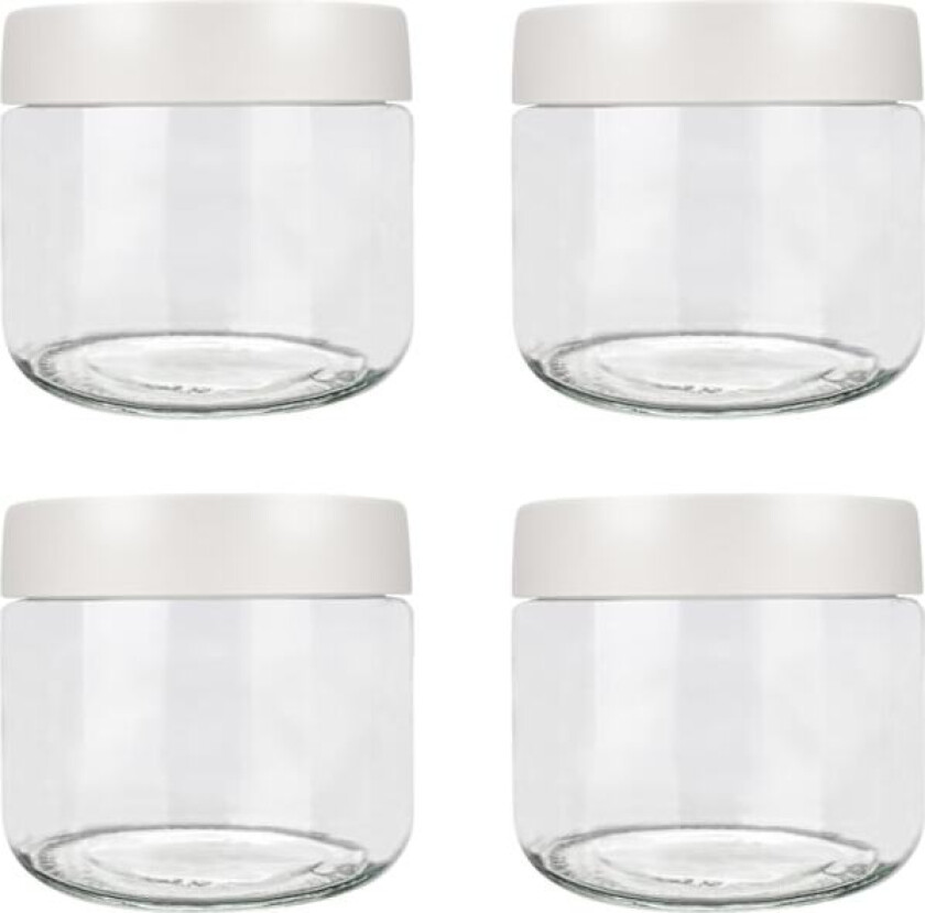 QU*JJoexyfit Glasskrukke med skrulokk, overnattingsbeholder med lokk, bred munn oppbevaringsbeholder lekkasjesikker (300 ml - hvit)