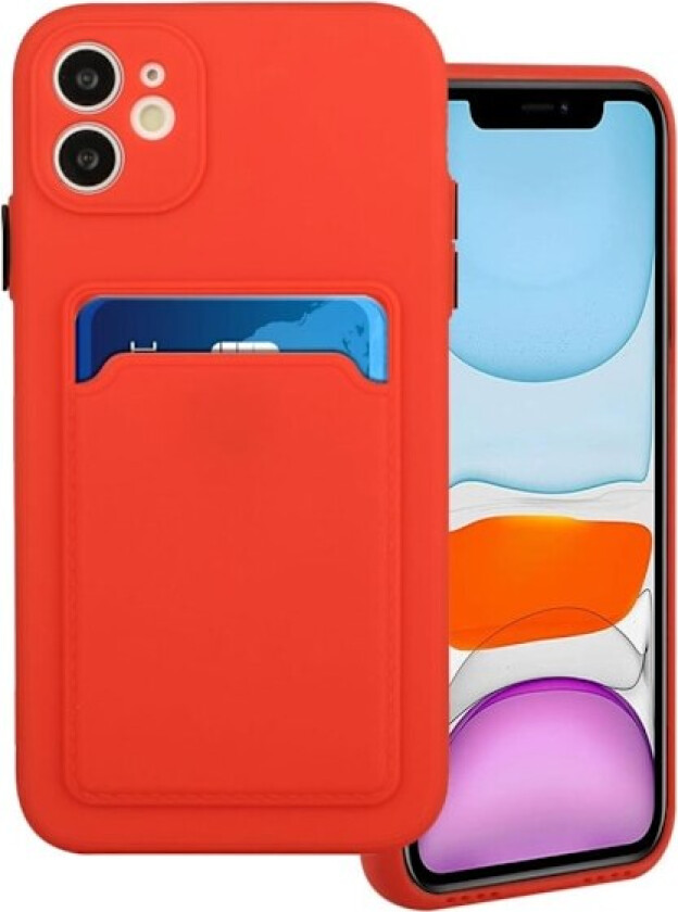Card Holder Deksel til iPhone 12 - Coral Red