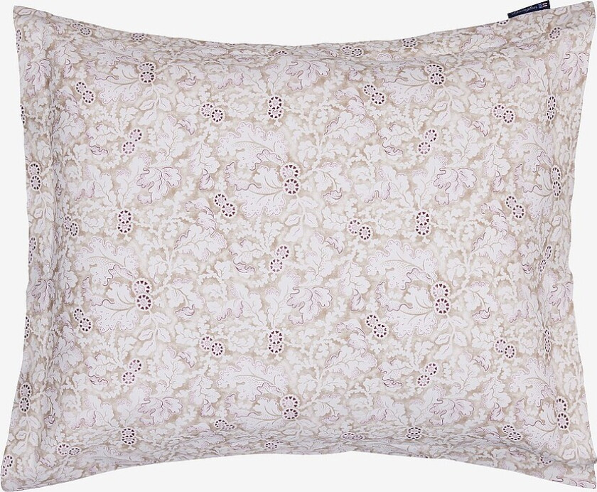 Fall Leaves Printed Cotton Sateen Putetrekk - Beige