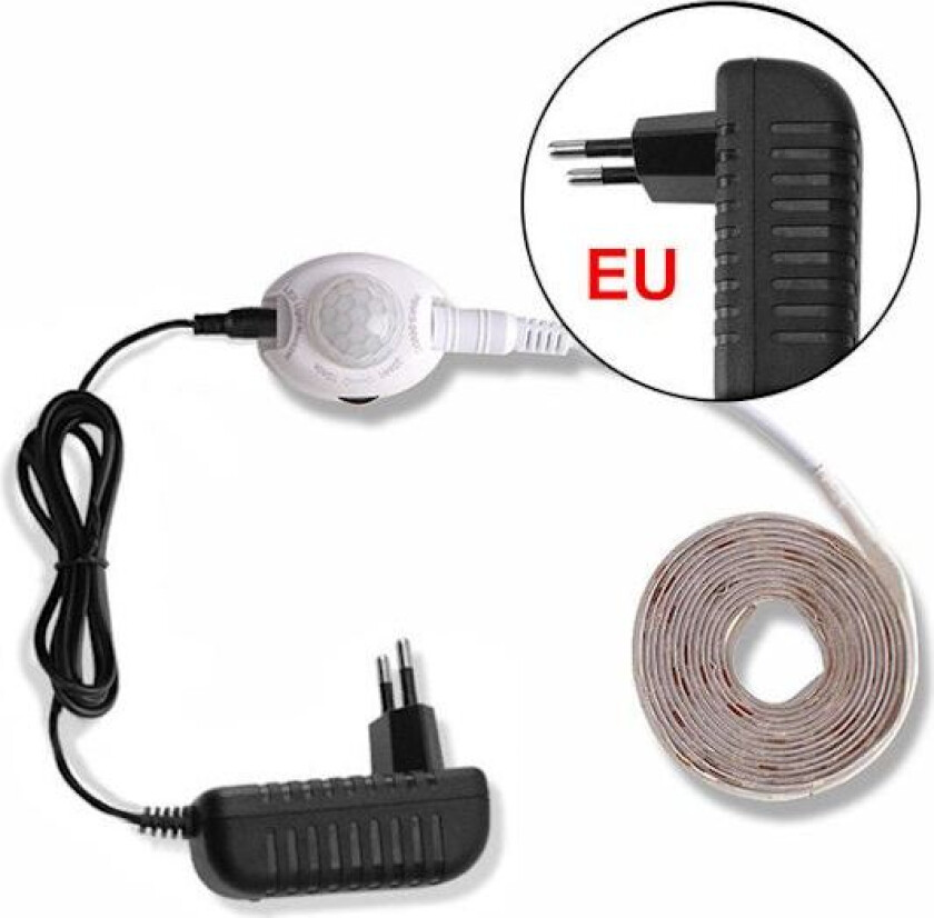 LED Nattlys med Bevegelsessensor LED Strip Vanntett PIR/Lyssensor Nattlampe for Klesskap Korridor