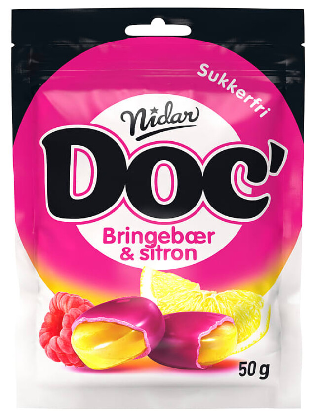 Doc Bringebær & Sitron 50g