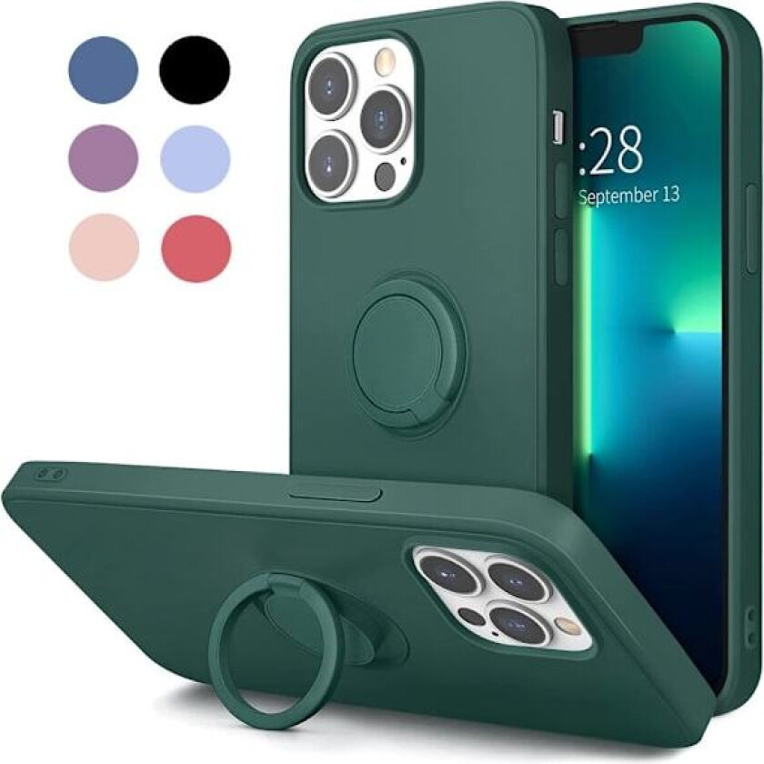 iPhone 12/12 Pro - Silikondeksel med Magnetisk Ringholder Velg Farge Blå