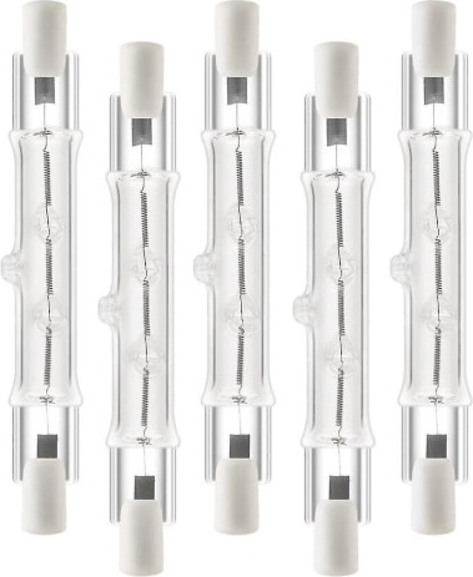 5-pakning R7s 118mm 300w 230v, r7s Halogen Lineær Lyspære, Dimbar Halogen Lyspære for Byggearbeid