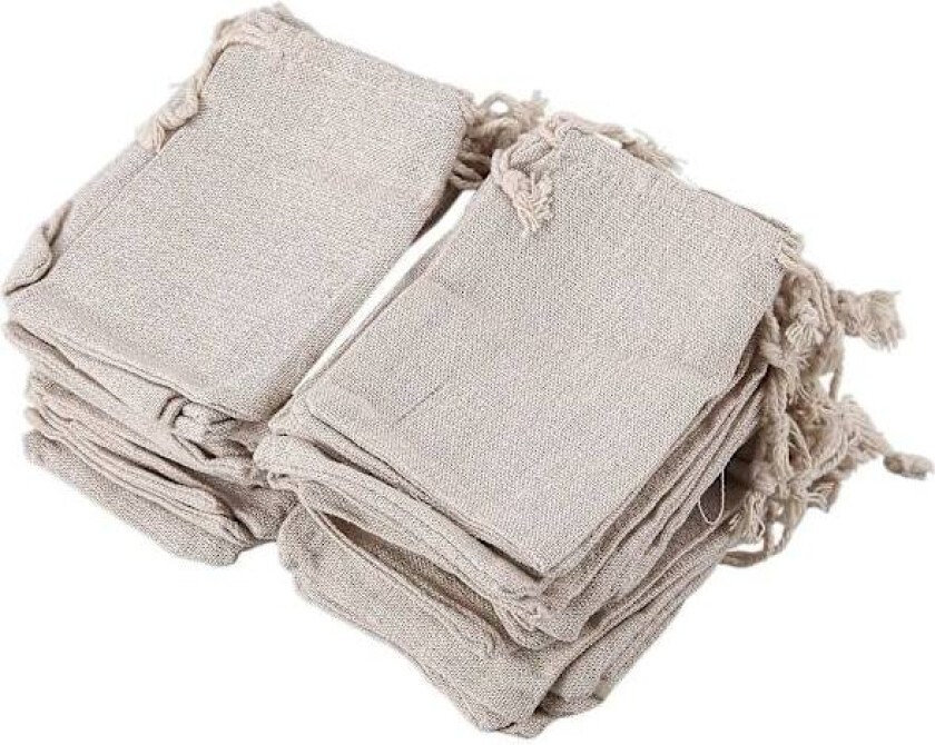 50 stk Bomullslin Trekkpose Gavepose 9x 12cm