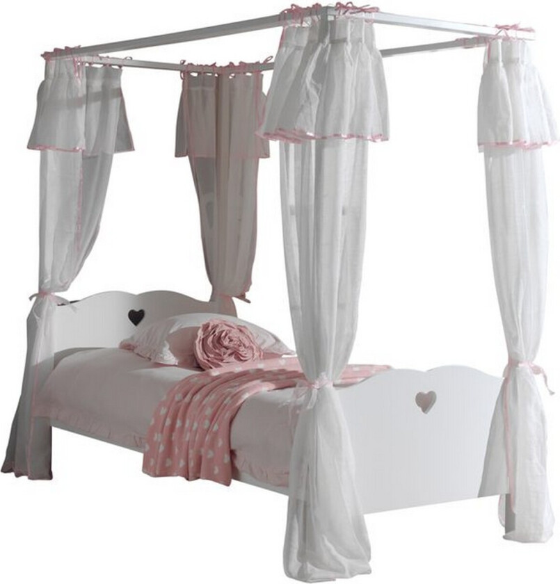 Seng med lamellbunn tekstilsett Amori Hvit