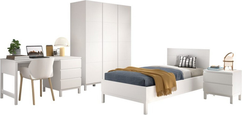 Seng med nattbord garderobe skrivebord Eva 3-dører - 3-dører