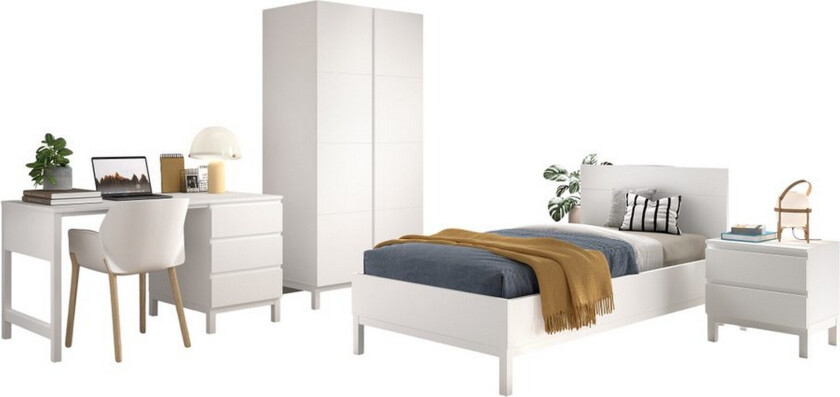 Seng med nattbord garderobe skrivebord Eva 2-dørs - 2-dørs