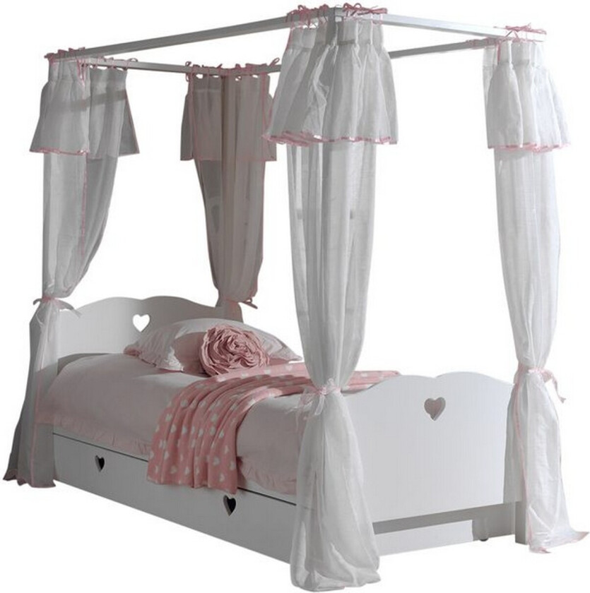 Seng med tekstilsett skuff Amori Hvit