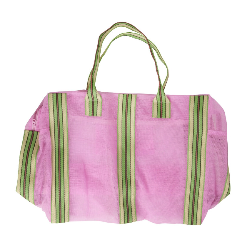 - Recycled Weekend Bag Pink with Striped Edges