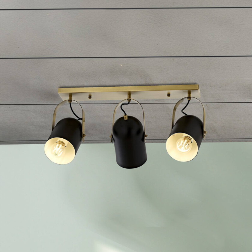 Esra taklampe, svart, lengde 45 cm, metall, 3 lyskilder